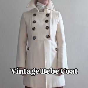 Bebe Ivory Double-Breasted Pea Coat